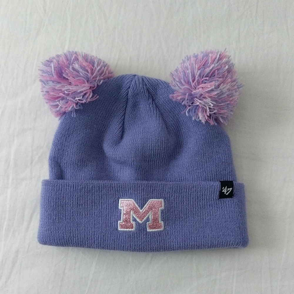 NWOT 47 Brand Girl kids Double - Pom Beanie acrylic winter hat
